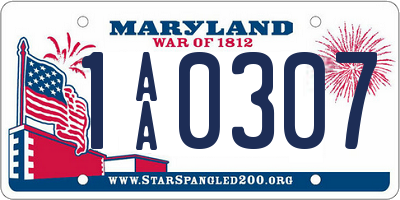 MD license plate 1AA0307