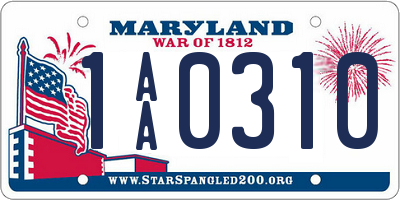 MD license plate 1AA0310