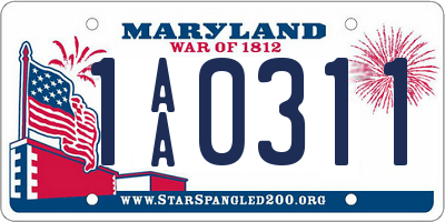 MD license plate 1AA0311