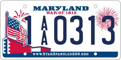 MD license plate 1AA0313