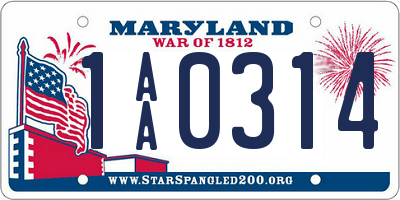 MD license plate 1AA0314