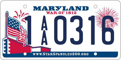 MD license plate 1AA0316