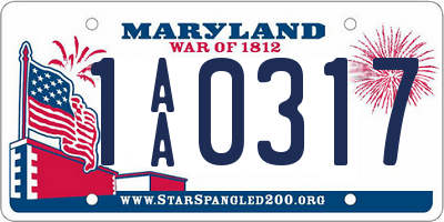 MD license plate 1AA0317