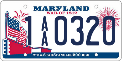 MD license plate 1AA0320