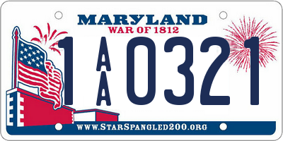 MD license plate 1AA0321