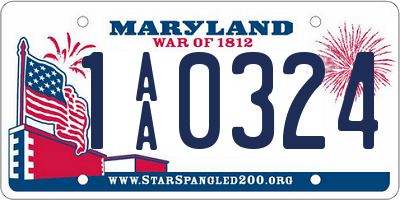 MD license plate 1AA0324