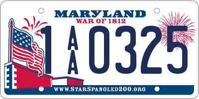 MD license plate 1AA0325