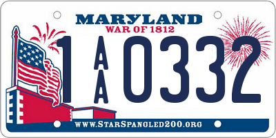 MD license plate 1AA0332