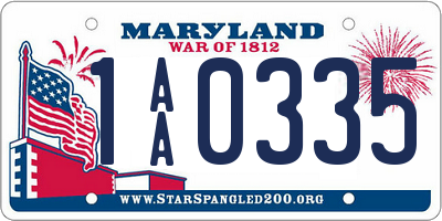 MD license plate 1AA0335