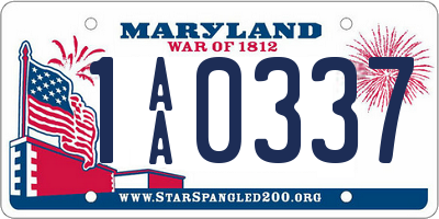 MD license plate 1AA0337