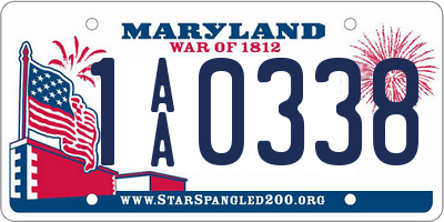 MD license plate 1AA0338