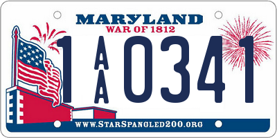 MD license plate 1AA0341