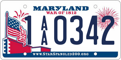 MD license plate 1AA0342