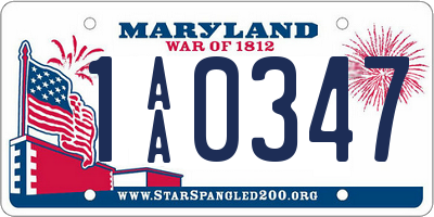MD license plate 1AA0347