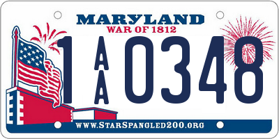 MD license plate 1AA0348