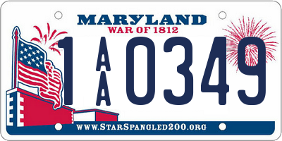 MD license plate 1AA0349