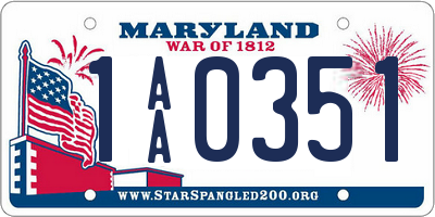 MD license plate 1AA0351