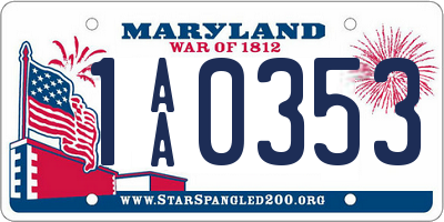 MD license plate 1AA0353