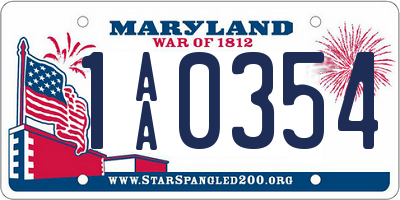 MD license plate 1AA0354