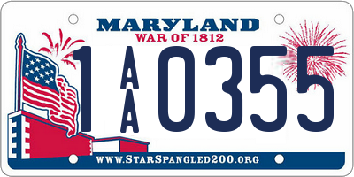 MD license plate 1AA0355