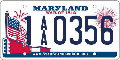 MD license plate 1AA0356