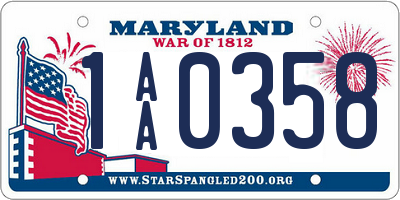 MD license plate 1AA0358