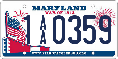 MD license plate 1AA0359