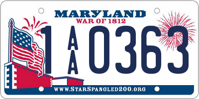 MD license plate 1AA0363