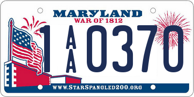 MD license plate 1AA0370