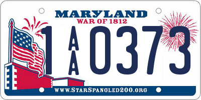 MD license plate 1AA0373