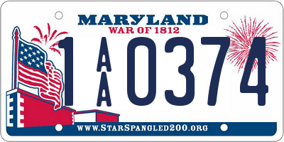 MD license plate 1AA0374