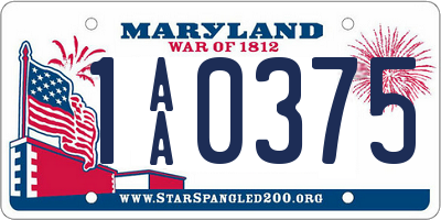 MD license plate 1AA0375