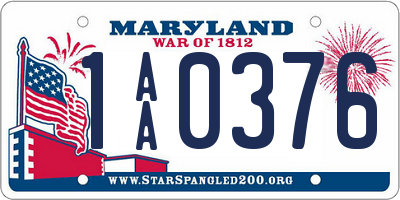 MD license plate 1AA0376