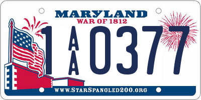 MD license plate 1AA0377