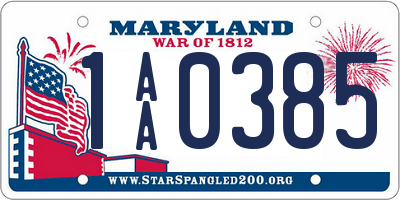 MD license plate 1AA0385