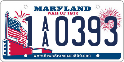 MD license plate 1AA0393