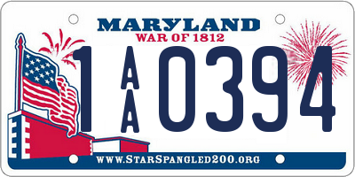 MD license plate 1AA0394