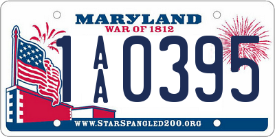 MD license plate 1AA0395