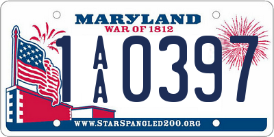 MD license plate 1AA0397