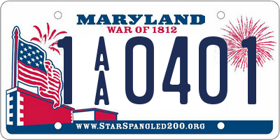 MD license plate 1AA0401