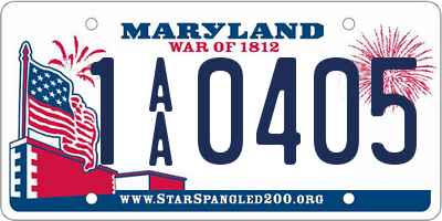 MD license plate 1AA0405