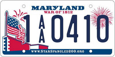 MD license plate 1AA0410