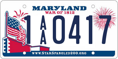 MD license plate 1AA0417