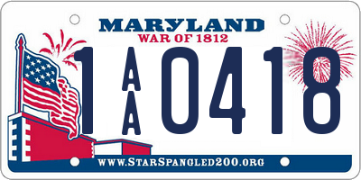 MD license plate 1AA0418