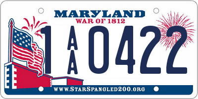 MD license plate 1AA0422