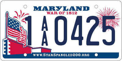 MD license plate 1AA0425