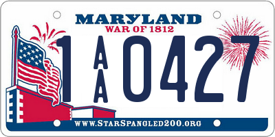 MD license plate 1AA0427