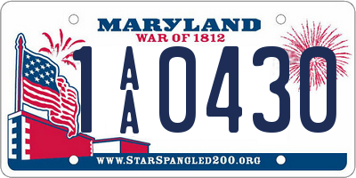 MD license plate 1AA0430