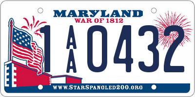 MD license plate 1AA0432