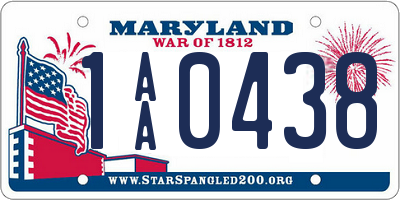 MD license plate 1AA0438